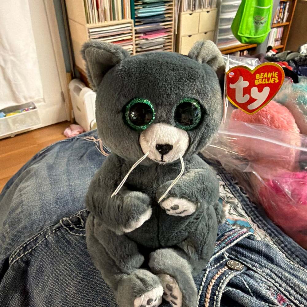 Ty Beanie Bellies Binx the Gray Russian Blue Cat 6" Plush